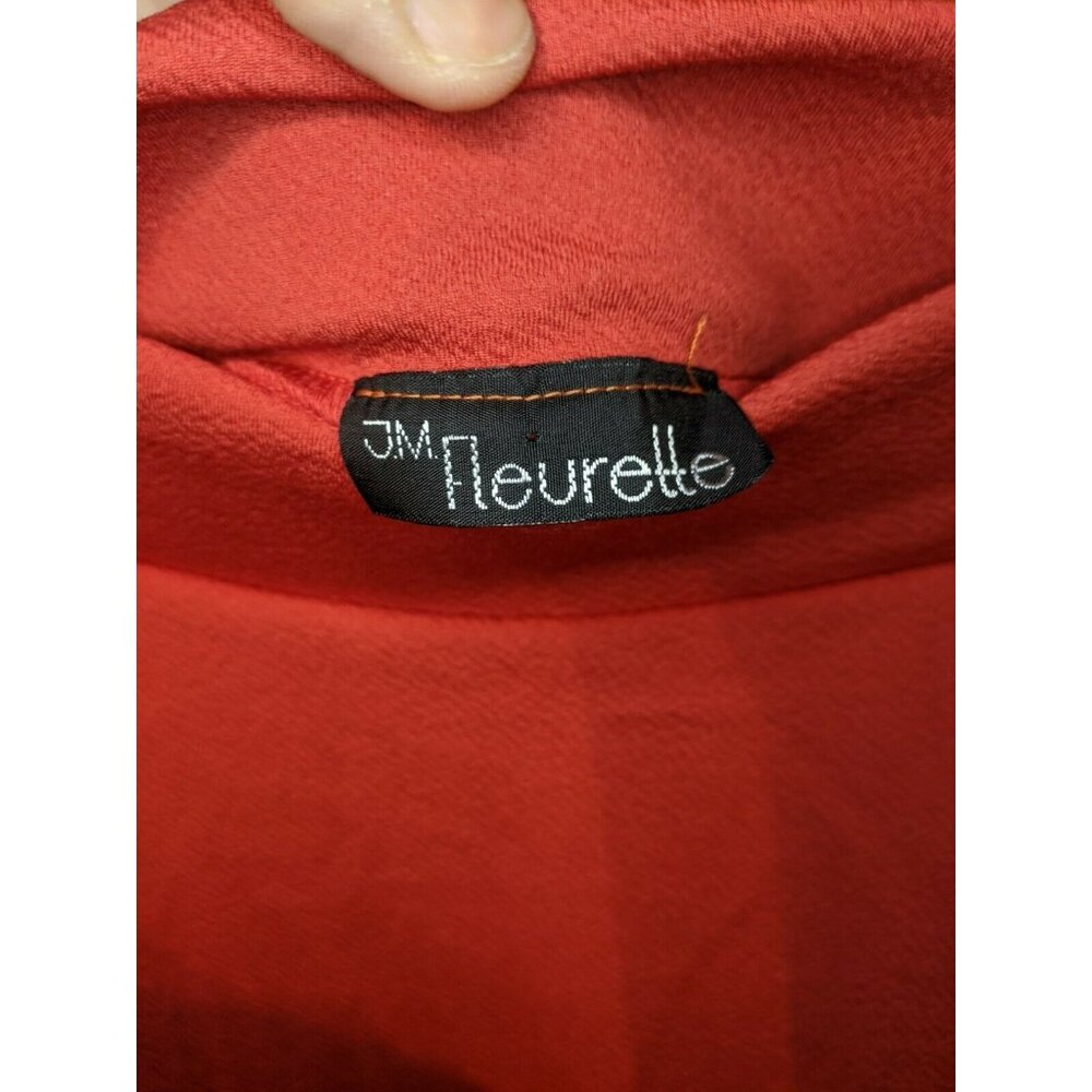 JM Fleurette Red Orange Flare Skirt Size M Medium Skater Knee Length - Picture 3 of 4